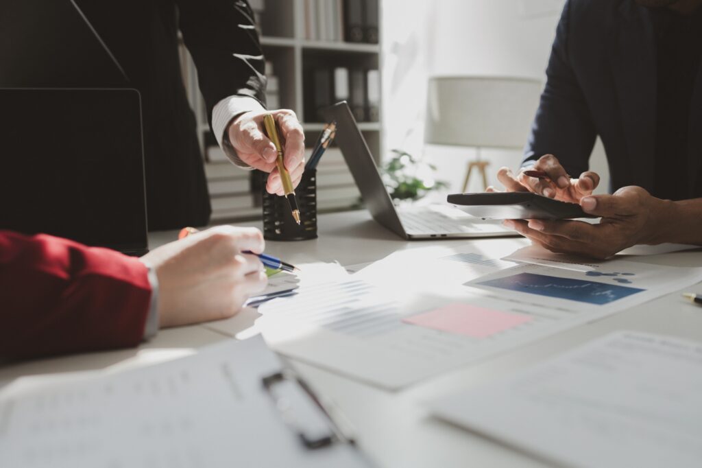 Financial accountant planner meeting business consultation introduction, Group of accountant persons